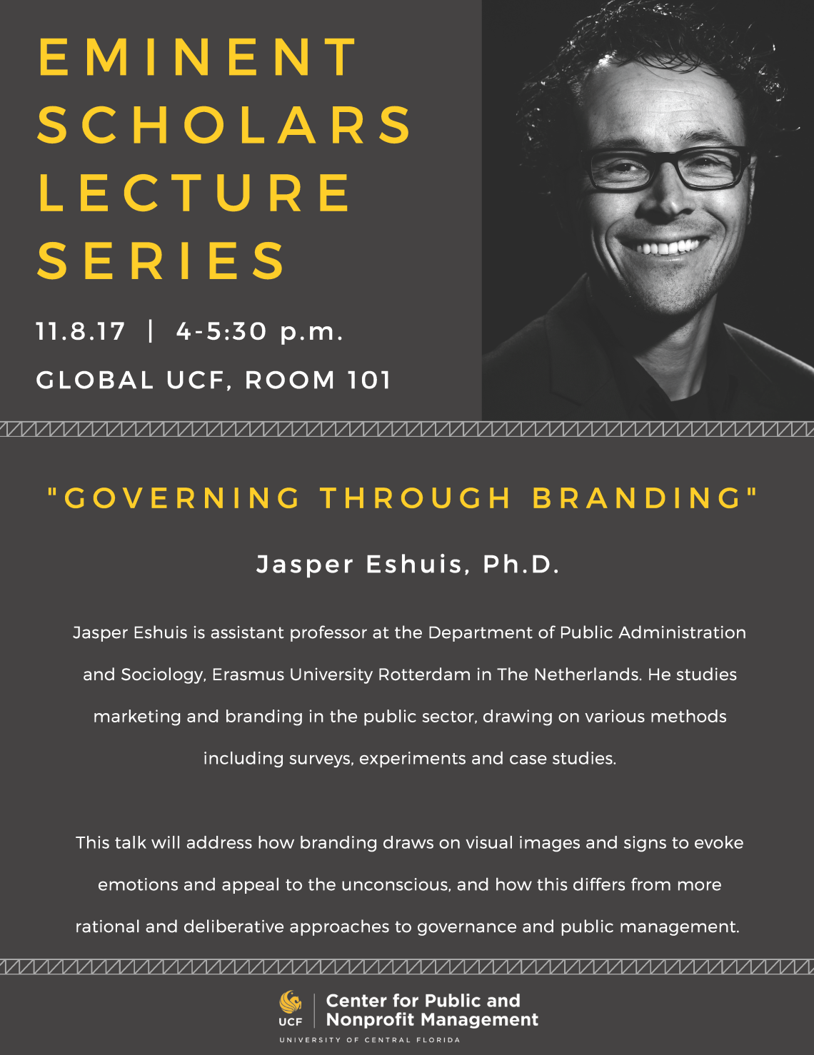 Jsper Eshuis, Ph.D. | 11.8.17 | 4-5:30pm | Global UCF, Room 101