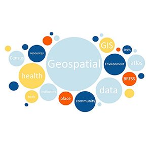 graphic that says "geospatial" "data" and "Health"
