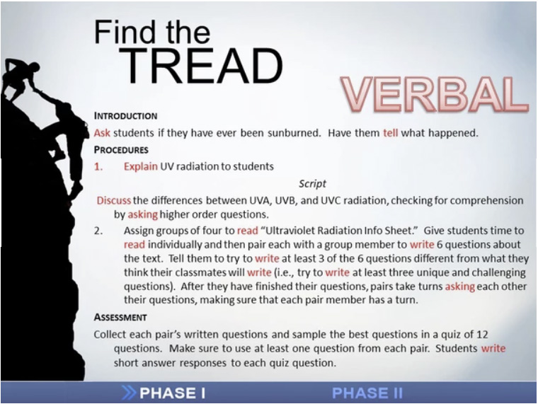 Find the TREAD - VERBAL