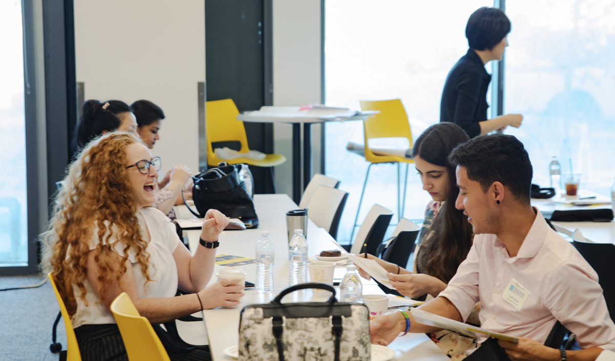 students at table