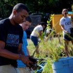 volunteers in garden