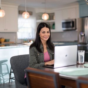 woman on laptop at home