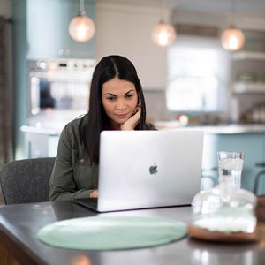 woman on laptop at home