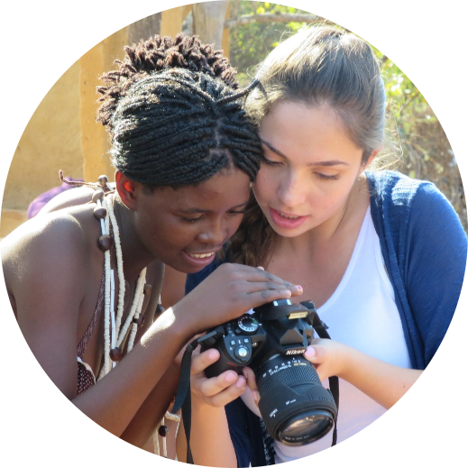 two girls looking into camera