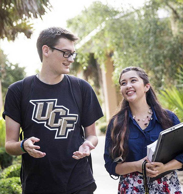 Students walking and talking