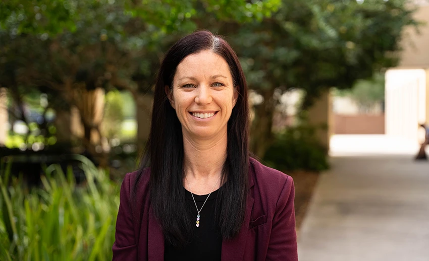 Kristina Childs Fisher, associate professor of criminal justice, is passionate about finding ways to help keep struggling youth out of the justice system. (Photo by Blake Osting) Kristina Childs Fisher