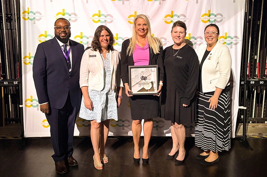 UCF’s School of Global Health Management and Informatics recently received the Golden Brick Award for its innovative partnership with Orlando Health. Sarah Hall