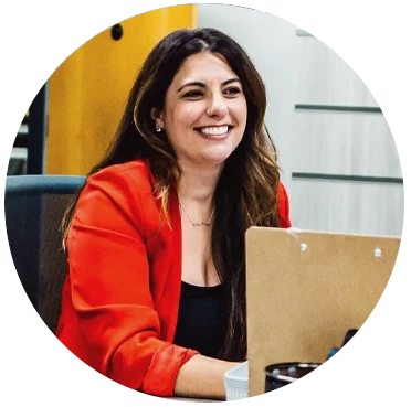 smiling woman with laptop