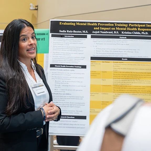 Student at Research Showcase event